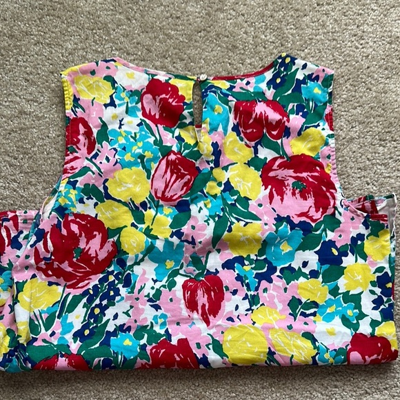 Talbots Sleeveless Cotton Floral Top Red Yellow Pink Women’s 6P - Picture 6 of 6